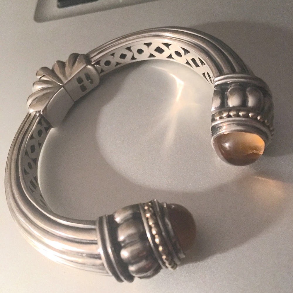 Exquisite  Vintage Lagos Cuff** 18k Gold /Sterling/Citrine - Picture 13 of 16